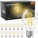 TJOY 12 Pack A19 Vintage LED Edison Bulbs, Dimmable, 60W Equivalent, High Brightness 2700K Warm White, 7W E26 Standard Base, 800 Lumens, CRI80+, Clear Glass Filament Bulb for Home, Farmhouse