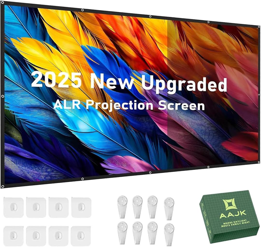 Projection Screen, 4K Movie Projector Screen 16:9 HD Foldable Anti-Crease Portable Projector, Movies Screen for Home Theater Outdoor Indoor Support Double Sided Projection (80in Pro)