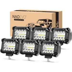 NAOEVO 4 Inch LED Pod Lights, 360W 36,000LM LED Fog/Driving/Off Road Lights with Spot Flood Combo, Cube Pods for Truck Boat ATV UTV Pickup, 6 Pcs (White)