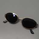 livho Retro Polarized Sunglasses - UV400 Protection, Oval Shape, Metal Frames - Matching Soft Case Inlcuded (Grey/Gold)