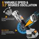 20V Cordless Oscillating Tool with Battery, Brushless Variable Speed Oscillating Multi-Tool with 3 Oscillation Angle, 25 Accessories, Ideal for Cutting, Sanding, Grinding, Scraping & More