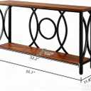 HOMISSUE Sofa Console Table, Rustic Console Table with Faux Marbled Tabletop, Engineered Wood Entryway Tables with 2 Tier Storage, Narrow Sofa Table for Living Room, Hallway (55 Inch, Rustic Brown)