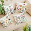 ONFAON Spring Decorations for Home - Spring Pillow Covers 18x18, Outdoor Pillow Covers Springtime Farmhouse Throw Pillow Cover Garden Linen Cushion Case for Home Decor