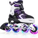 Nattork Inline Skates for Kids Girls Boys with Full Light Up Wheels,Adjustable Safe Durable Inline Skates,Outdoor Roller Skates for Girls Boys Youth Beginners (Medium-Big Kid (1-4 US), Purple)