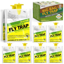 8 Pack Outdoor Hanging Fly Traps, Disposable Flies Killer Trap Bag Catcher with Natural Attractant Bait Bug Catcher and Flying Insect Trap for Outdoor Family Farm Park Orchard Garden