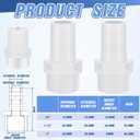2 Pieces Pool PVC Fitting Tube Fitting Adapter Barbed Hose Fittings Barbed x NPT Male for Industrial Tube Portable Water Garden Kitchen Hose Swimming Pool Pump(2",White,2 Pcs)