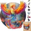 Phoenix Wooden Puzzles for Adults, Jigsaw Puzzle 200 Pieces, Unique Shape Puzzles with Wooden Box, Family Game Gift, Fun Challenging Puzzle for Adults (11.2in)