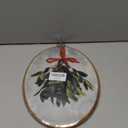 Christmas Winter Mistletoe Hanging Wall Art Decor Framed, Christmas Red Bow Greenery Oval Wall Decor Decorations, Vintage Winter Xmas Mistletoe Canvas Prints Art for Living Room Bathroom, 8.7x11.3