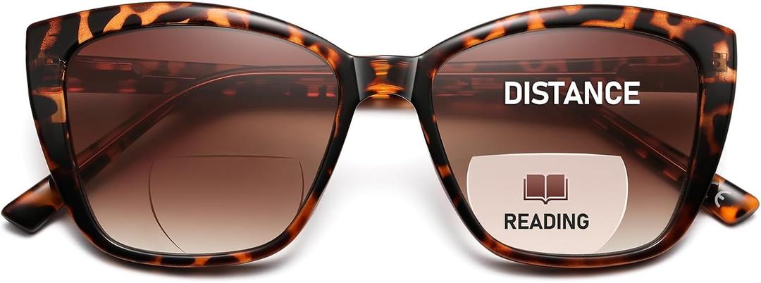 Bifocal Reading Sunglasses for Women Oversized Cat eye Fashion Sun Reader Spring Hinge Eyewear UV Protection PT2001C