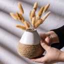 White Ceramic Vase, Modern Home Decor Small Vase, Vintage Decorative for Farmhouse Coffee Table Bookshelf Home Living 4.5 Inch White