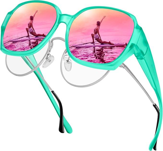 URUMQI Polarized Sunglasses Fit Over Glasses for Women, UV400 Protection, Oversized Sunglasses