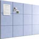 Bumusty Large Cork Board 48" x 36" Alternative - 12 Pack Felt Wall Tiles with 70 Safe Removable Adhesive Tabs, 30 Pushpins, Cork Boards for Walls Bulletin Board Office Decor (Soft Periwinkle), Solid tile 12-pack
