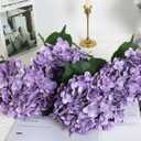 4PCS Real Touch Purple Hydrangea Artificial Flowers 21'' Large Latex Fake Hydrangea Flowers Faux Hydrangea with Stem for Wedding Home Table Centerpieces Indoor Baby Shower Decorations (Purple)