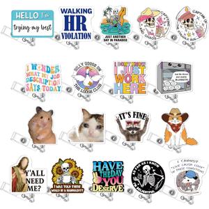 Geyoga 18 Pcs Funny Nurse Badge Reel Cute Retractable Nurse Badge Reel Holder ID Clips for Doctor Student Men Women Office Nurses Lanyard Supplies Accessories Bulk Gifts(Cute Style)