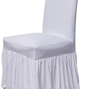 molasofa Chair Covers for Dining Room Set of 1 Stretch Chair Slipcovers with Skirt for Kitchen Seat Protectors Wedding Banquet Decor Kids Pets Spandex Fabric Washable (1pcs, White)