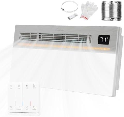 Hawkrown 4 in 1 Bathroom Exhaust Fan with Light and Heater, 1800W 180 CFM 1.0 Sone Ceiling Fan Remote Control Heater, Ventilation for Home, Bath, Hotel