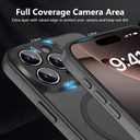 YFEMLAZ Magnetic for iPhone 16 Pro Case,with Screen Protectors X2,Full Camera Protection,Compatible with MagSafe,Translucent Matte,Anti-FingerprintShockproof Protective Phone Case,6.3",Black