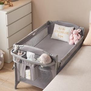 BEKA 4-in-1 Baby Bassinet Bedside Sleeper, Playard & Changing Table, Grey