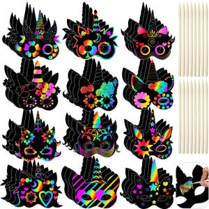 48 Pcs Unicorn Scratch Cards for Kids 12 Styles Rainbow Christmas Scratch Crafts Unicorn Party Favors Gifts for DIY Crafts Home Decoration Art Project Games