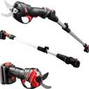 MZK 2-IN-1 Cordless Electric Pole Pruning Shears20V Battery Powered Cordless Pruner, 1.2" Cutting Diameter, 13 FT MAX Extension Pole for Tree Trimming, Gardens, Orchards PS13D16