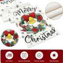 3 x Artscope Wreath Merry Christmas Table Runner, Xmas Winter Holiday Kitchen Dining Table Decoration for Christmas Home Decor 13x36 Inch-Beige