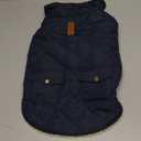 Queenmore Warm Dog Coat, Cold Weather Puffer Dog Jacket with Ultra Thick Plush Lining, Storage Pockets (Dark Navy, Medium)