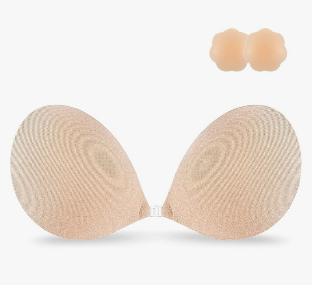 Niidor Adhesive Strapless Bra for Women Sticky Invisible Push up Silicone Bra for Backless Dress 2025 Upgraded Clasp Bras Size C