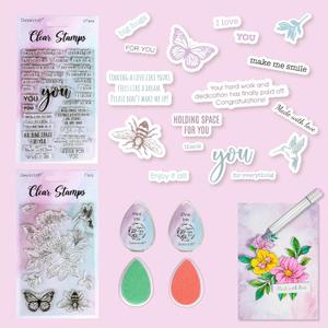 Watercolor Rubber Stamp Set Art Stencil Ink Die Cut Sets Card Making Stamper Card Kit for AdultsWomen Painting