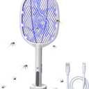 Lulu Home 2-in-1 Electric Bug Zapper Racket, 3000V High Voltage LED Lighted Handheld Mosquito Swatter with 3 Layer Safety Mesh, USB Charging Portable Fly Killer Racquet for Indoor Outdoor Use