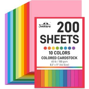3 otters 200Sheets Construction Paper, Cardstock 8.5" x 11 ", 10 Assorted Colors Card Stock Printer Paper 65 lb/180 GSM, for Printing, DIY Craft, Kids School Supplies, Back to School, Party Decoration