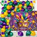 Mardi Gras Backdrop Carnival Masquerade Photography Background Mardi Gras Birthday Party Decoration Supplies (8x6FT240x180cm)