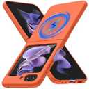 JUMIUSTNB Magnetic for Galaxy Z Flip 5 Case, Compatible with Wireless Charging, Slim Anti-Yellow Matte Hard PC Protective Shockproof Cute Case for Galaxy Z Flip 5, Orange(13-52)