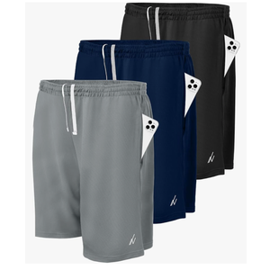 NY Threads 3 Pack Men's Athletic Shorts Quick Dry Lightweight Workout Running Gym Shorts with Pockets (Size Large)