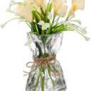 Covzoe Glass Vase, 8.7 Inch Tall Irregular Shaped Flower Vase with Hemp Rope, Clear Art Decorative Vases, Modern Home Bouquet Vases for Wedding, Living Room, Dining Table, Office