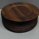 JEVERGN 24 Pack Farmhouse Charger Plates, 13'' Faux Wood Chargers for Dinner Plates, Brown Plate Chargers Set of 24, Round Plastic Charger for Wedding, Party Event, Dinner, Table Setting