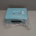 Jssmst Cash Box with Sliding Coin Lid and Snap Latch Combination Lock - Portable Cash Box with Money Tray and Lock, Secure Locking Money Box for Cash Organizer, 11.8L x 9.5W x 3.5H Inches, Light Blue