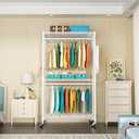 P1 Heavy Duty Garment Rack, 3 Tiers Adjustable Rolling Metal Closet
