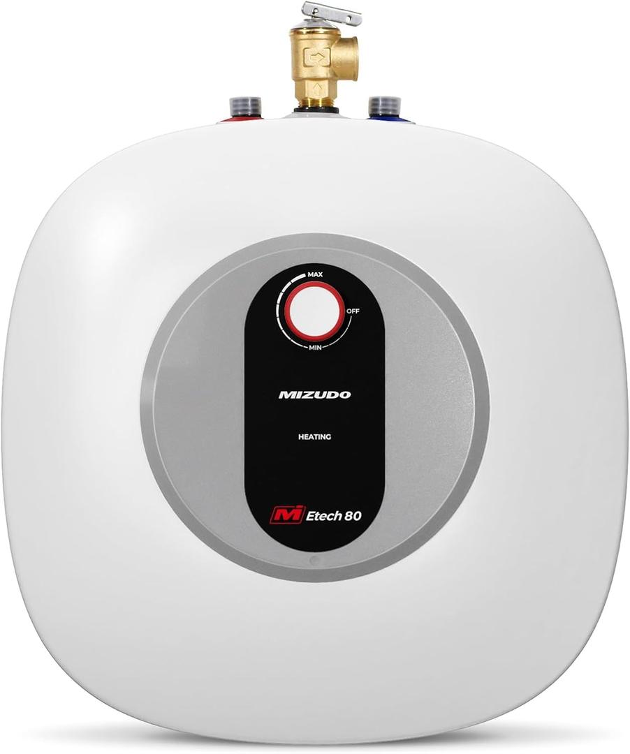 Electric Tank Water Heater, MIZUDO 8 Gallon Point of Use Hot Water Heater | Easy to Install for Kitchen, Food Truck, RV, Camper, 120V 1440W, Under Sink, Wall or Floor Mounted