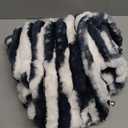 FUTEI Navy Blue White Decorative Throw Pillow Covers 24x24 Inch Set of 2, Soft Tie-Dye Faux Rabbit Fur Striped Texture European Cushion Covers, Modern Home Decor for Couch Bed Living Room