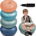 Lewtemi 4 Pcs Flexible Seating for Classroom Elementary 20 Inch Yoga Ball Chair Inflatable Donut Ball Chair with Inflator for Kids Student Sensory Balance Office Exercise (Morandi Color)