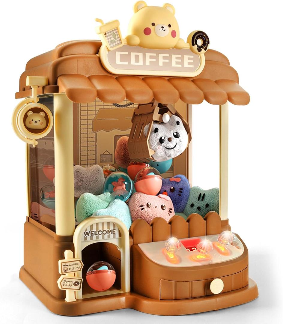 Large Claw Machine for Kids Adults, Mini Vending Machine with 30 Fun Toys, Candy Dispenser Machine, Prize Dispenser with Music L