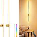 39.4 Inch Battery Operated Wall Sconces Set of Two, 12000mAh Rechargeable Wall Sconce with Remote Control, Dimmable LED Wireless Wall Lights for Bedroom, Living Room, 15 Colors, 180 Rotate, Gold