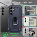 S24 Case,S25 Case, for Samsung Galaxy S24/S25 6.1 inch Case,with Kickstand Ring,Adjustable Stand,Military Grade,Heavy Duty Protection,Shockproof,Anti-Fingerprint,Support Magnet Car Mount,Blue