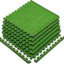 Marcy EVA Foam Interlocking Flooring Mat High Density Non-Slip Tiles for Fitness Equipment, Workout Cushion and Floor Protection (Green - 0.5-in - Turf Top 6 Tiles (24sq Ft))