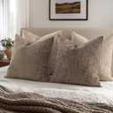 MIULEE Textured Throw Pillow Covers Thick Chenille Decorative Pillows Taupe Grey 24x24 Inch Set of 2 Modern Boho Farmhouse Home Decor Neutral Cushion Covers for Couch Sofa Living Room Bedroom