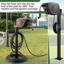 33 Inch Retractable Hose Reel Mounting Post with Multi-functional Hook Heavy Duty Vertical Stand for Garden Outdoor