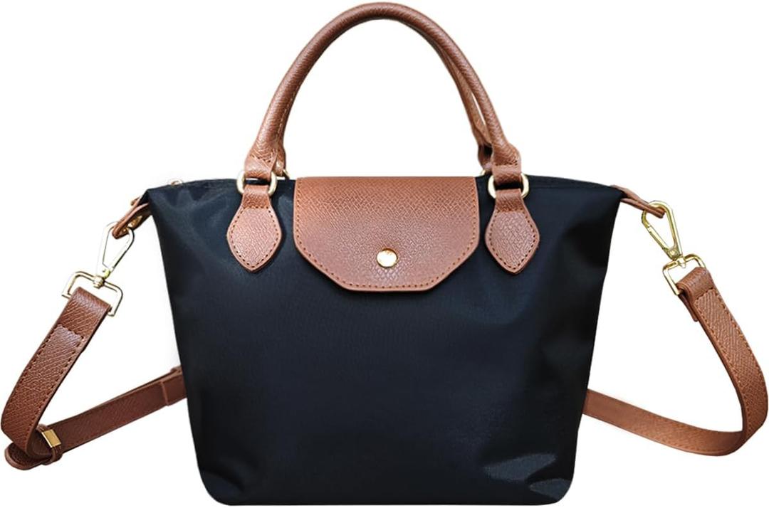 Nylon Crossbody Bags for Women Shoulder Purse Waterproof (Black-small)