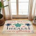 Welcome Door Mat Summer Indoor Doormat Ocean Decor, Salt Water Heals Everything Turtle 30 x 16 Inch Non-Slip Rubber Door Mat for Home Decoration, 15.7*29.5inches, 035zz