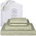 Threadmill Cotton Queen Sheet Set | 100% Cotton Sheets for Queen Size Bed | Damask Jacquard Queen Bed Sheets Set with 16 Deep Pocket | Soft Sateen Weave 4-Piece Cooling Bedding Set | Sage (Sage Green Tradition)