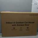 Heated Cat House for Outside, Waterproof Awning & Escape Door Heated Cat Houses for Indoor/Outdoor Cats in Winter, Elevated & Insulated Outdoor Cat Shelter for Feral Cat(Green, 25.2"x16.5"x13")